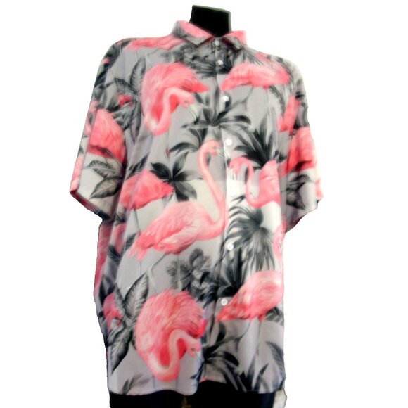 Men’s Hawalili Pink Flamingos Hawaiian Short Sleeve  Colorful Shirt.sz 4xl - Picture 2 of 12
